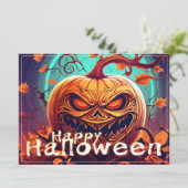 Beängstigender Blick Orange Pumpkin mit Gesichtsau (Stehend Vorderseite)