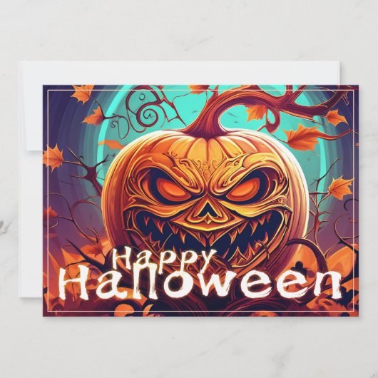 Beängstigender Blick Orange Pumpkin mit Gesichtsau (Vorderseite)