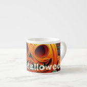 Beängstigender Blick Orange Pumpkin mit Gesichtsau Espressotasse (Vorderseite Rechts)