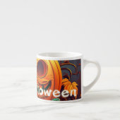Beängstigender Blick Orange Pumpkin mit Gesichtsau Espressotasse (Rechts)
