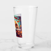 Beängstigender Blick Orange Pumpkin mit Gesichtsau Glas (Links)