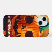 Beängstigender Blick Orange Pumpkin mit Gesichtsau iPhone 15 Hülle (Rückseite (Horizontal))