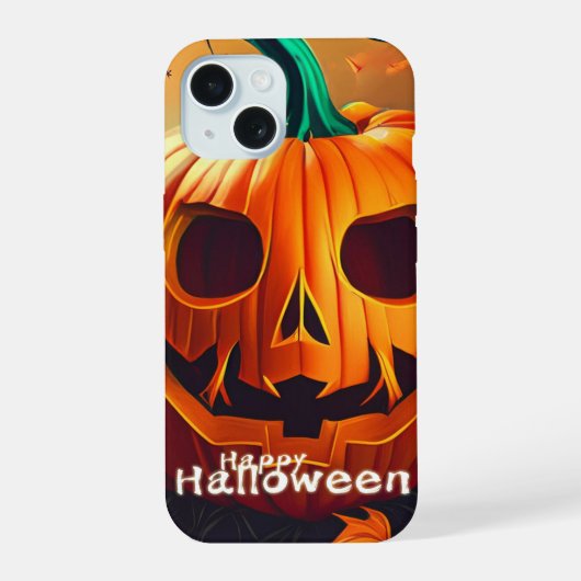 Beängstigender Blick Orange Pumpkin mit Gesichtsau iPhone 15 Hülle (Rückseite)