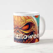 Beängstigender Blick Orange Pumpkin mit Gesichtsau Jumbo-Tasse (Vorderseite Rechts)