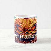 Beängstigender Blick Orange Pumpkin mit Gesichtsau Kaffeetasse (Mittel)