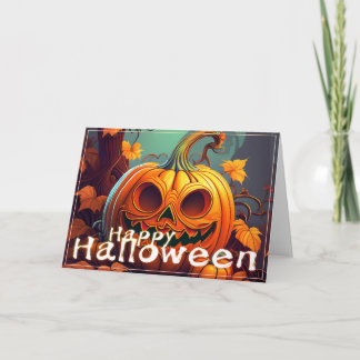 Beängstigender Blick Orange Pumpkin mit Gesichtsau Karte