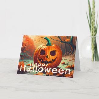Beängstigender Blick Orange Pumpkin mit Gesichtsau Karte