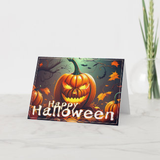 Beängstigender Blick Orange Pumpkin mit Gesichtsau Karte