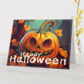 Beängstigender Blick Orange Pumpkin mit Gesichtsau Karte (Gelbe Blume)