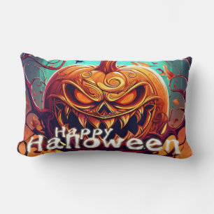 Beängstigender Blick Orange Pumpkin mit Gesichtsau Lendenkissen