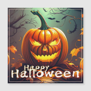 Beängstigender Blick Orange Pumpkin mit Gesichtsau Magnetkarte