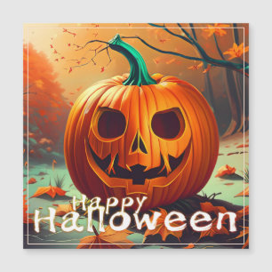 Beängstigender Blick Orange Pumpkin mit Gesichtsau Magnetkarte