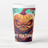 Beängstigender Blick Orange Pumpkin mit Gesichtsau Milchtasse (Vorderseite)