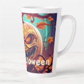 Beängstigender Blick Orange Pumpkin mit Gesichtsau Milchtasse (Rechts)