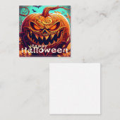 Beängstigender Blick Orange Pumpkin mit Gesichtsau Mitteilungskarte (Vorne/Hinten)
