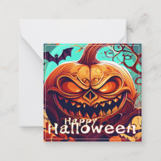 Beängstigender Blick Orange Pumpkin mit Gesichtsau Mitteilungskarte