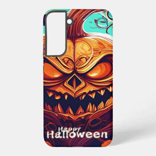 Beängstigender Blick Orange Pumpkin mit Gesichtsau Samsung Galaxy Hülle (Rückseite)