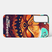 Beängstigender Blick Orange Pumpkin mit Gesichtsau Samsung Galaxy Hülle (Rückseite (Horizontal))