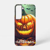 Beängstigender Blick Orange Pumpkin mit Gesichtsau Samsung Galaxy Hülle (Rückseite)