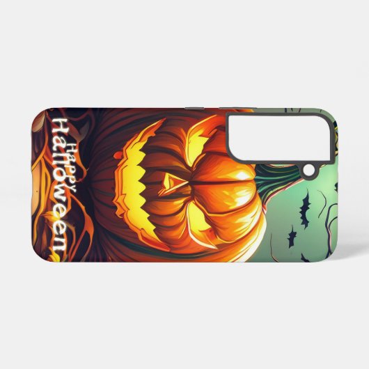 Beängstigender Blick Orange Pumpkin mit Gesichtsau Samsung Galaxy Hülle (Rückseite (Horizontal))