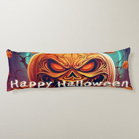 Beängstigender Blick Orange Pumpkin mit Gesichtsau Seitenschläferkissen (Rückseite)