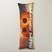 Beängstigender Blick Orange Pumpkin mit Gesichtsau Seitenschläferkissen (Rückseite (Vertikal))