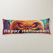 Beängstigender Blick Orange Pumpkin mit Gesichtsau Seitenschläferkissen (Rückseite)