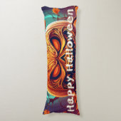 Beängstigender Blick Orange Pumpkin mit Gesichtsau Seitenschläferkissen (Vorderseite Vertikal)