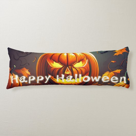 Beängstigender Blick Orange Pumpkin mit Gesichtsau Seitenschläferkissen (Vorderseite)