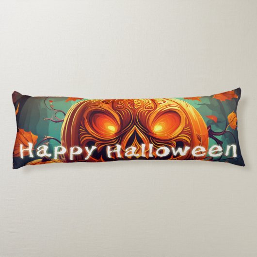 Beängstigender Blick Orange Pumpkin mit Gesichtsau Seitenschläferkissen (Rückseite)