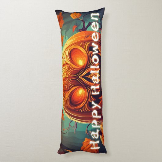 Beängstigender Blick Orange Pumpkin mit Gesichtsau Seitenschläferkissen (Rückseite (Vertikal))