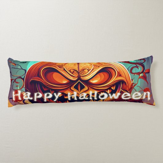 Beängstigender Blick Orange Pumpkin mit Gesichtsau Seitenschläferkissen (Rückseite)