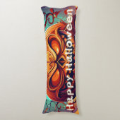 Beängstigender Blick Orange Pumpkin mit Gesichtsau Seitenschläferkissen (Vorderseite Vertikal)