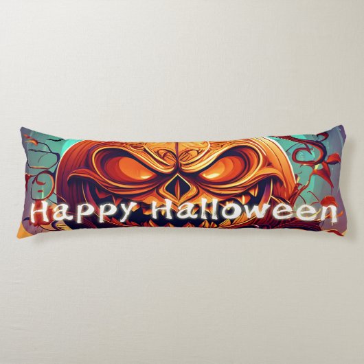 Beängstigender Blick Orange Pumpkin mit Gesichtsau Seitenschläferkissen (Vorderseite)