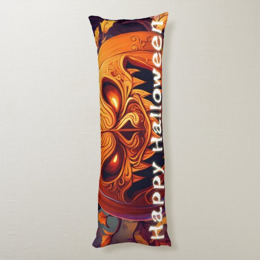 Beängstigender Blick Orange Pumpkin mit Gesichtsau Seitenschläferkissen (Rückseite (Vertikal))