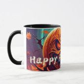 Beängstigender Blick Orange Pumpkin mit Gesichtsau Tasse (Links)