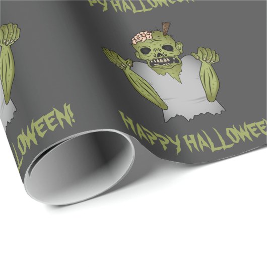 Beängstigender Cartoon Zombie Muster Happy Hallowe Geschenkpapier (Rolleneckpunkt)