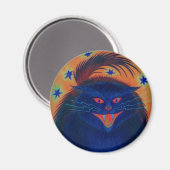Beängstigender Cat Blue Kühlschrankmagnet rund (Vorderseite/Rückseite)