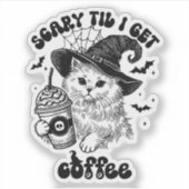 Beängstigender Cat Coffee Niedlich Halloween Totbe Aufkleber (Vorderseite)