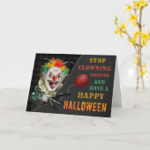 Beängstigender Clown-Creepy-Circus Halloween-Witz Karte (Gelbe Blume)
