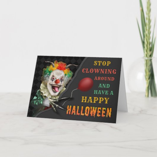 Beängstigender Clown-Creepy-Circus Halloween-Witz Karte (Vorderseite)