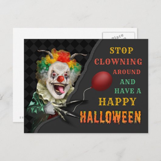Beängstigender Clown-Creepy-Circus Halloween-Witz Postkarte (Vorne/Hinten)
