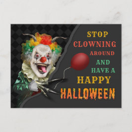 Beängstigender Clown-Creepy-Circus Halloween-Witz Postkarte