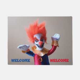 Beängstigender Clown, farbenfroh Fußmatte
