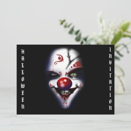 beängstigender Clown Halloween-Einladung Einladung (Stehend Vorderseite)