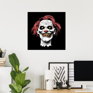 Beängstigender Clown-Horror-Cartoon Poster