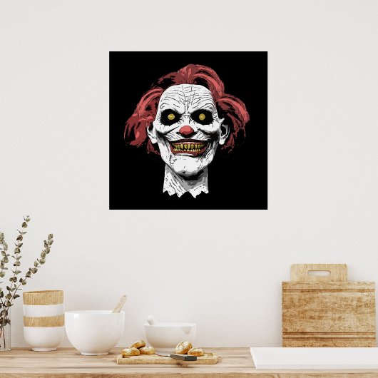 Beängstigender Clown-Horror-Cartoon Poster (Küche)