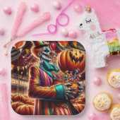 Beängstigender Clown mit Jack O' Lantern Halloween Pappteller (Party)