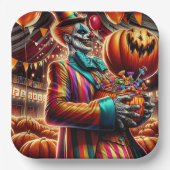 Beängstigender Clown mit Jack O' Lantern Halloween Pappteller (Vorderseite)