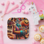 Beängstigender Clown mit Jack O' Lantern Halloween Pappteller (Party)